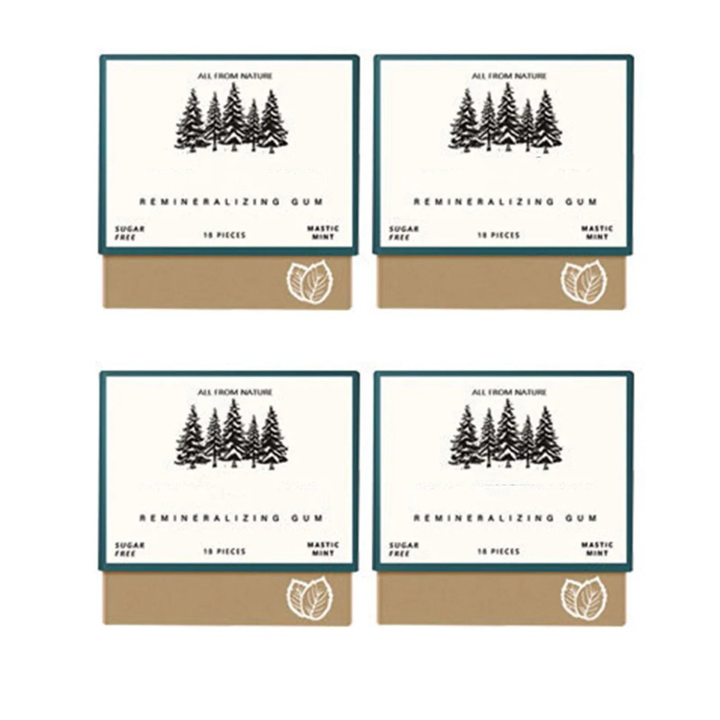 Remineralizing Chewing Gum, 2025 Organic Natural Mastic Mint Gum Sugar Free Freshen Breath for Teeth Health Enamel Care 4 Boxes