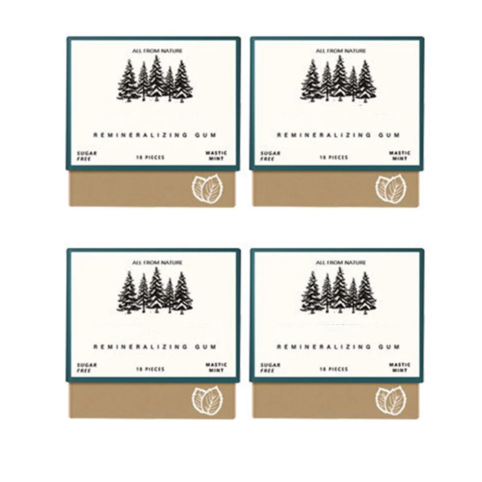 Remineralizing Chewing Gum, 2025 Organic Natural Mastic Mint Gum Sugar Free Freshen Breath for Teeth Health Enamel Care 4 Boxes