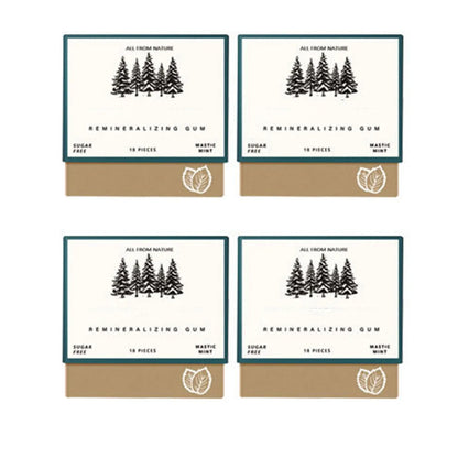 Remineralizing Chewing Gum, 2025 Organic Natural Mastic Mint Gum Sugar Free Freshen Breath for Teeth Health Enamel Care 4 Boxes