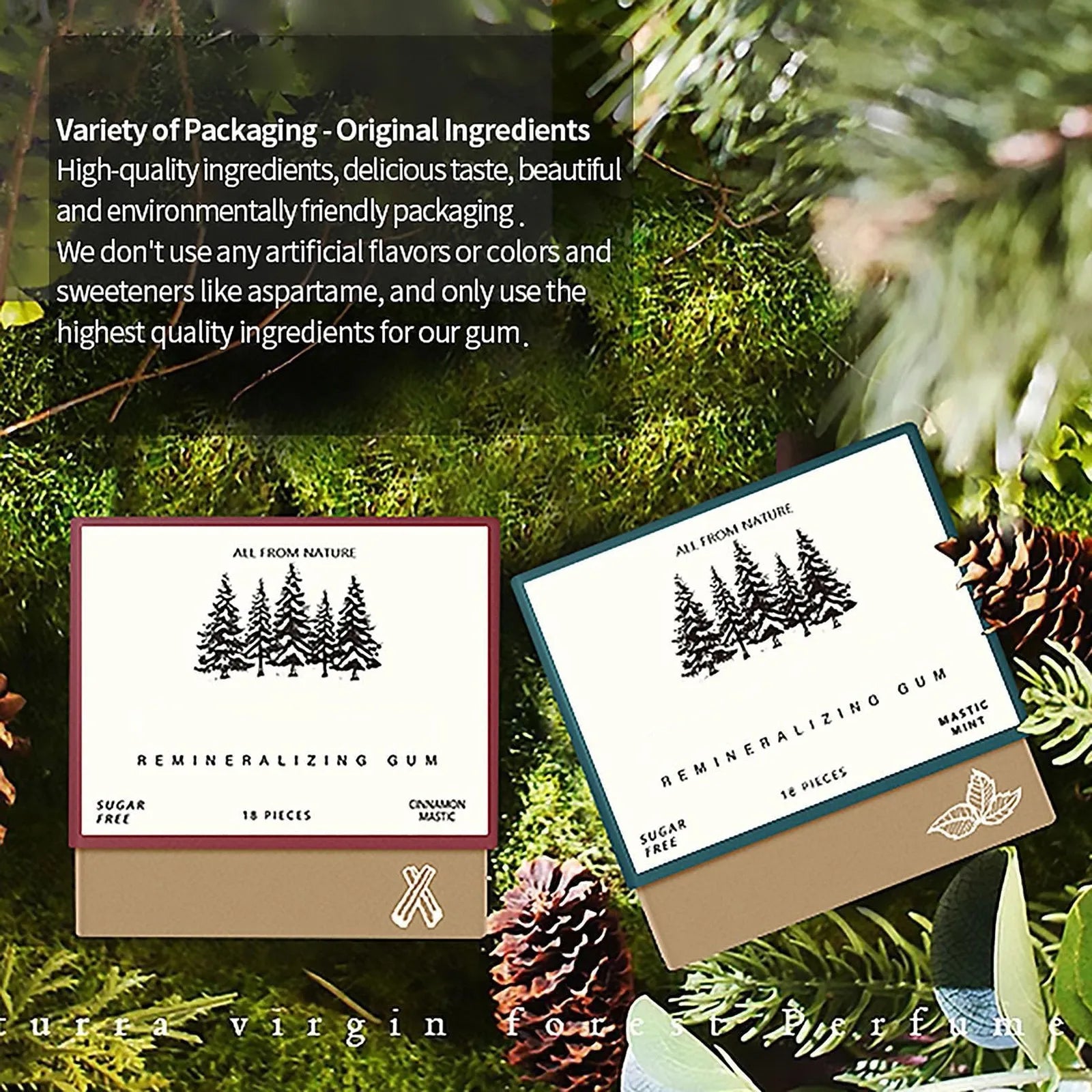 Remineralizing Chewing Gum, 2025 Organic Natural Mastic Mint Gum Sugar Free Freshen Breath for Teeth Health Enamel Care 4 Boxes