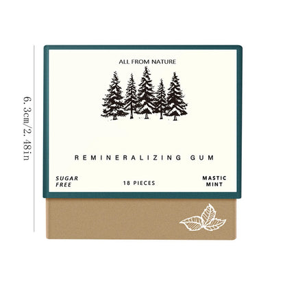 Remineralizing Chewing Gum, 2025 Organic Natural Mastic Mint Gum Sugar Free Freshen Breath for Teeth Health Enamel Care 4 Boxes